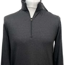 Dunning 1/4 Zip Golf Pullover – Size Small 40-42″ Chest – Black Heather.