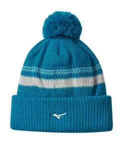 Mizuno 2021 Breath Thermo Knit Golf Pom Pom Beanie Hat – Enamel Blue