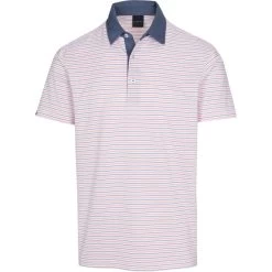 Dunning Golf Elswick Jersey Polo Shirt – Small 40-42″ Chest – White/Coral/Fragment
